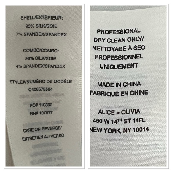 ALICE & OLIVIA 100% Silk Dress Sz XS Black and Cream - Picture 7 of 8